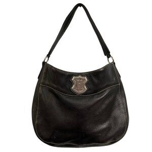JW Hulme Shoulder Bag Crest‎ Heritage Pebbled Black Leather Purse Classic Career